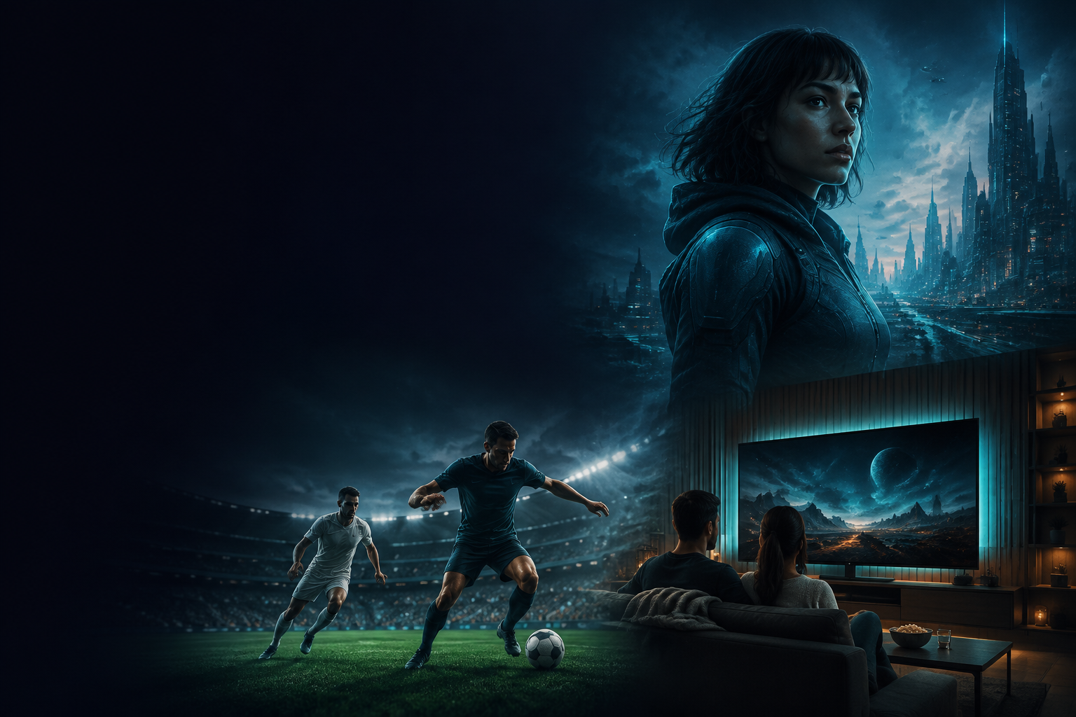 Football, cinema and entertainment on a home screen